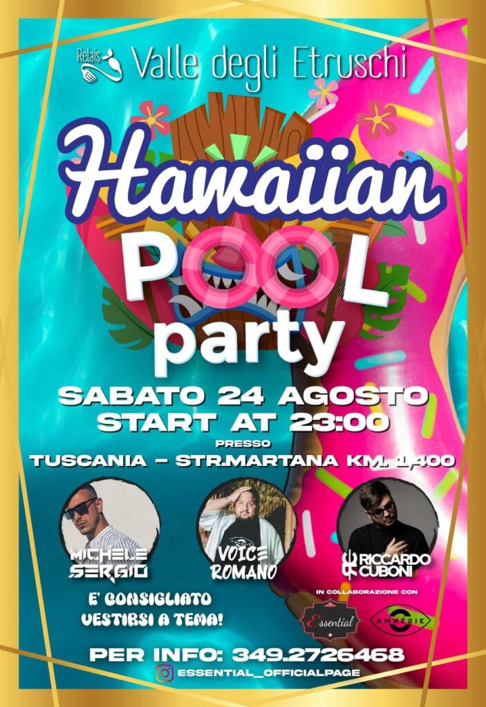 locandina hawaiian pool party essential